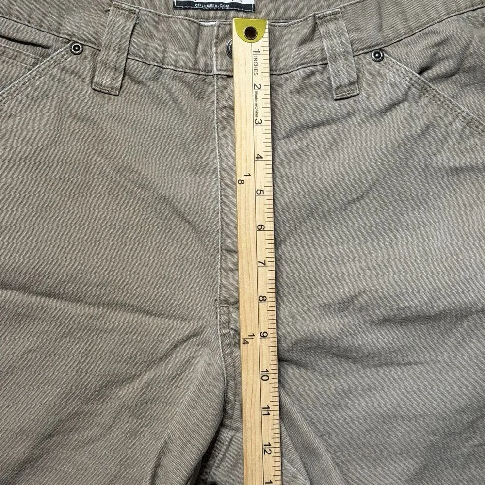 Columbia Mens 34 Carpenter Cargo Shorts Beige Canvas 9” Inseam Utility Hiking